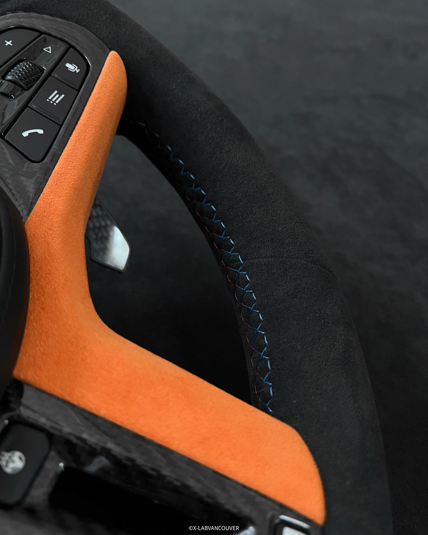 BMW G8X ALCANTARA STEERING WHEEL UPHOLSTERY SERVICE - X-LAB