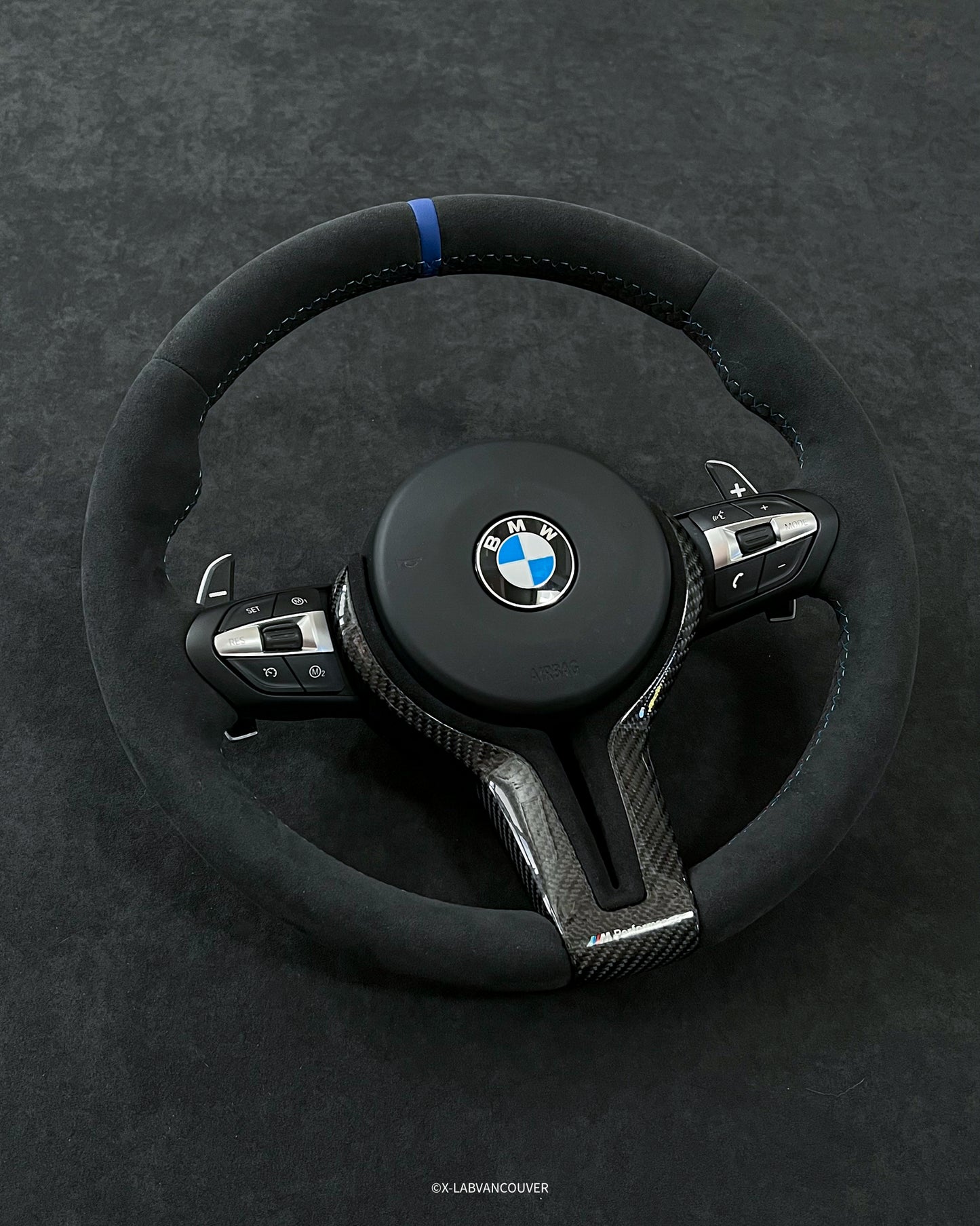 BMW F8X MP V1 ALCANTARA STEERING WHEEL UPHOLSTERY SERVICE - X-LAB