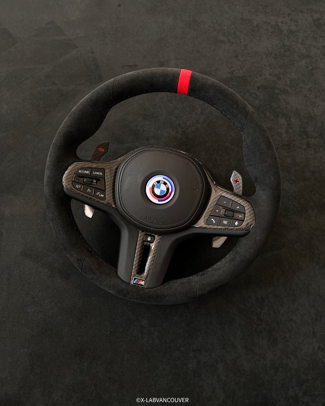 BMW G8X M4 CSL SPEC ALCANTARA STEERING WHEEL UPHOLSTERY SERVICE - X-LAB