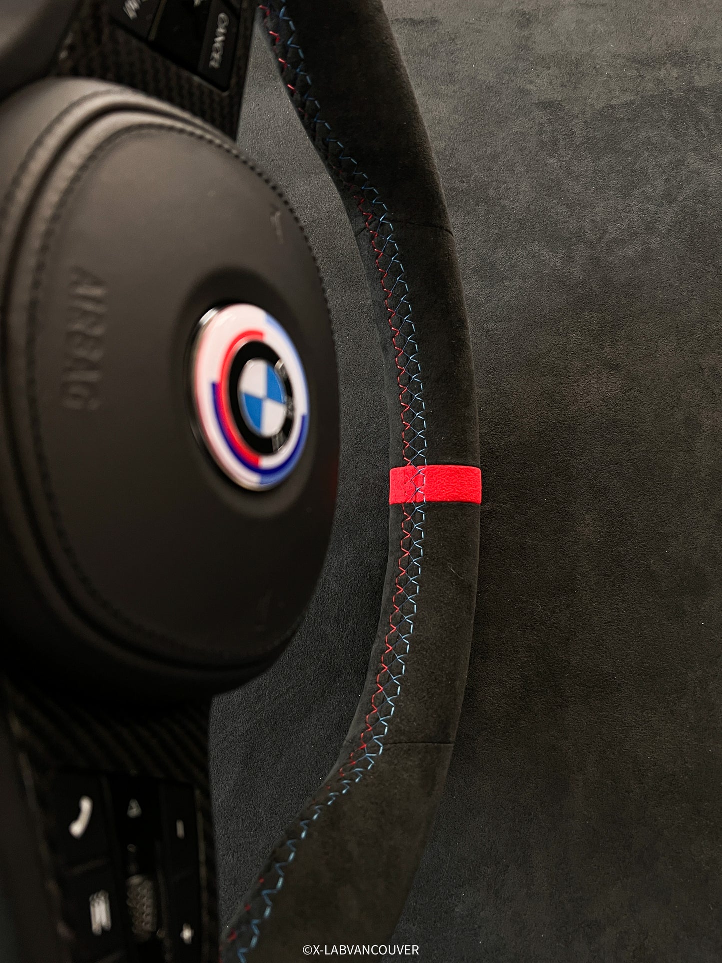 BMW G8X M4 CSL SPEC ALCANTARA STEERING WHEEL UPHOLSTERY SERVICE - X-LAB